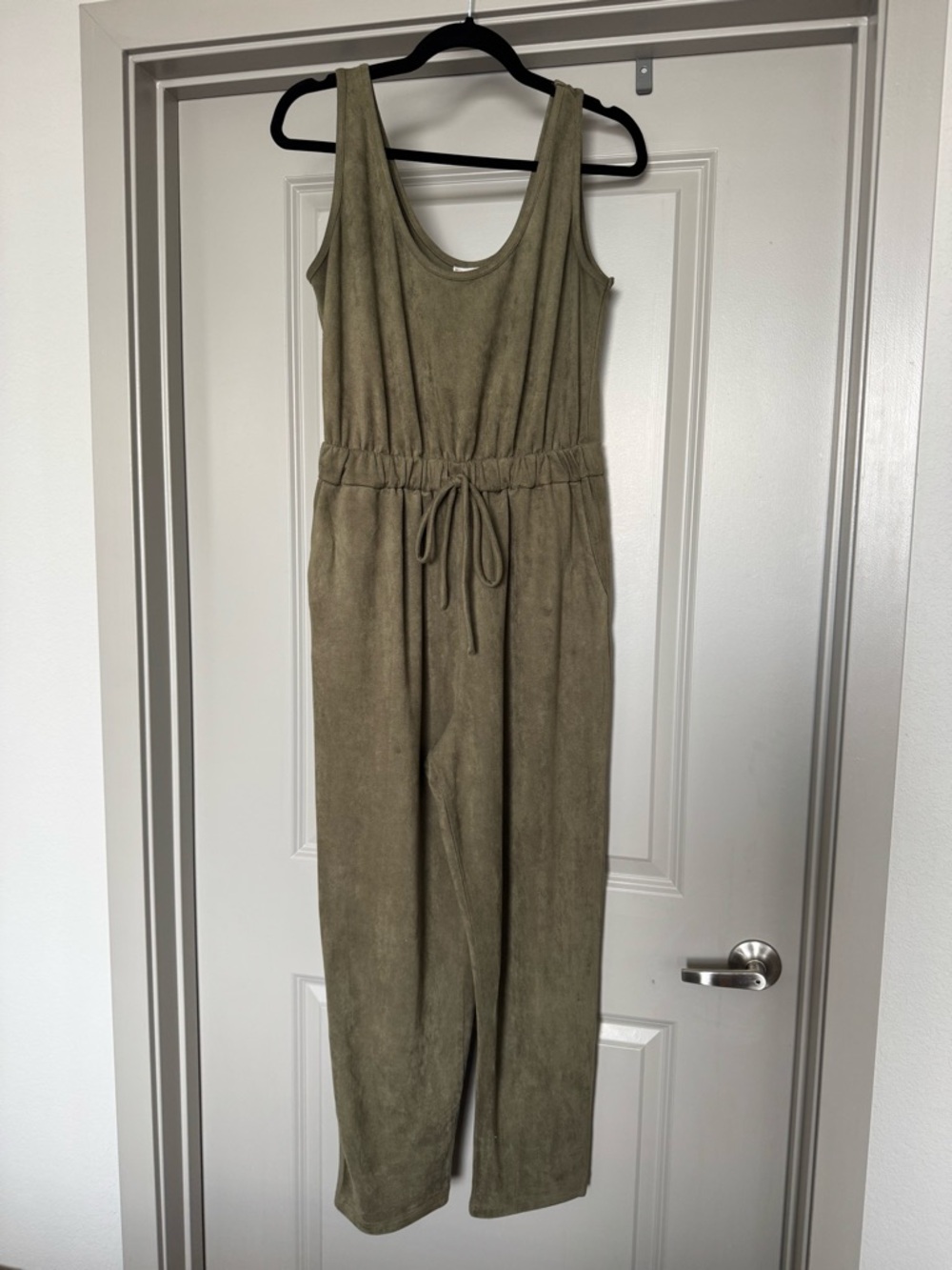 Olive Green Tie-Waist Jumpsuit